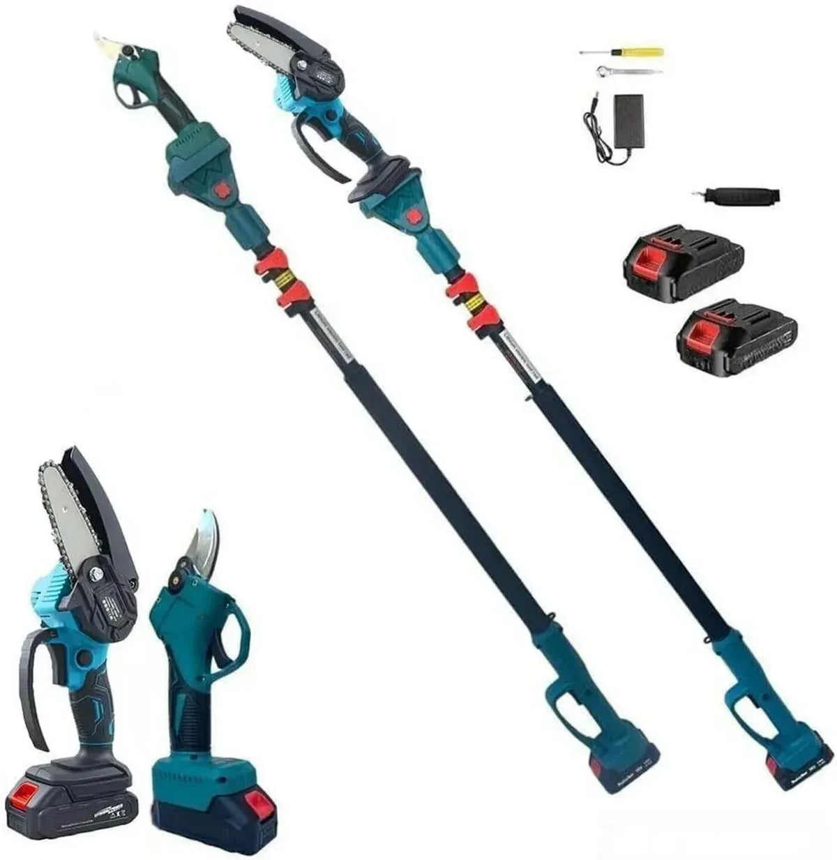 Set da Potatura: Motosega Compatta e Cesoie Elettriche con Asta Telescopica 200cm