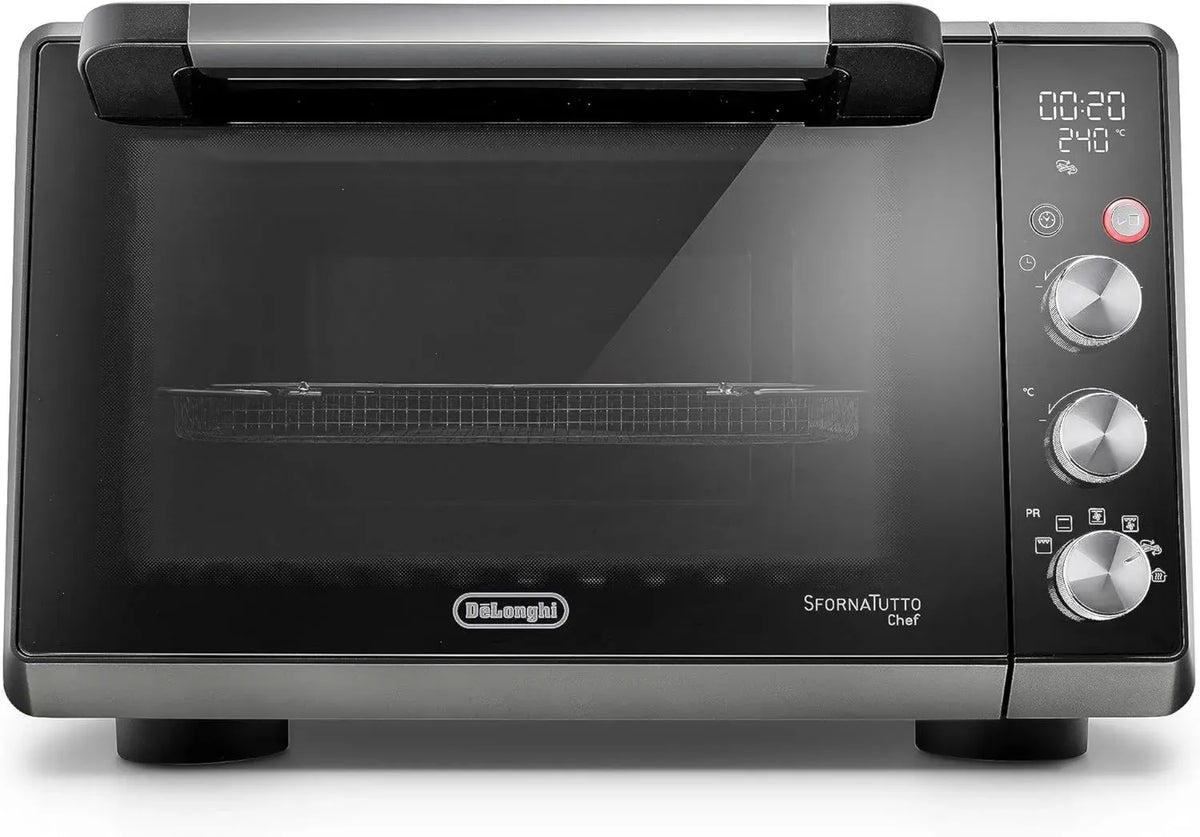 De'Longhi Forno Elettrico 34L, Funzione Friggitrice ad Aria e 6 Programmi, Timer LCD, Accessori Inclusi, Nero