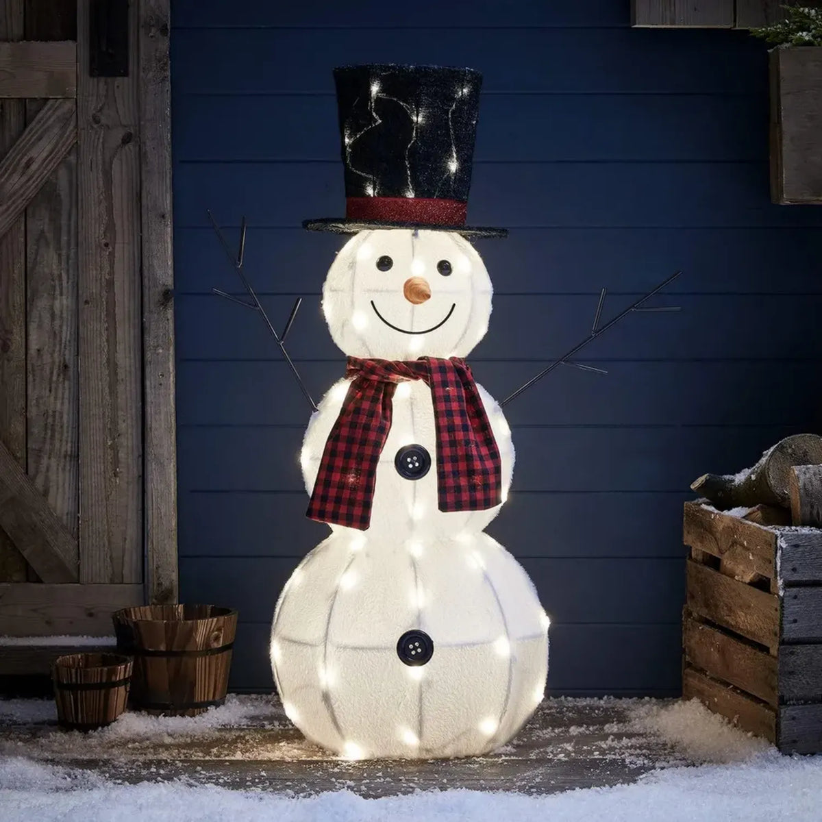 Decorazione Natalizia da Esterno a Forma di Pupazzo di Neve con 50 Luci LED e Timer