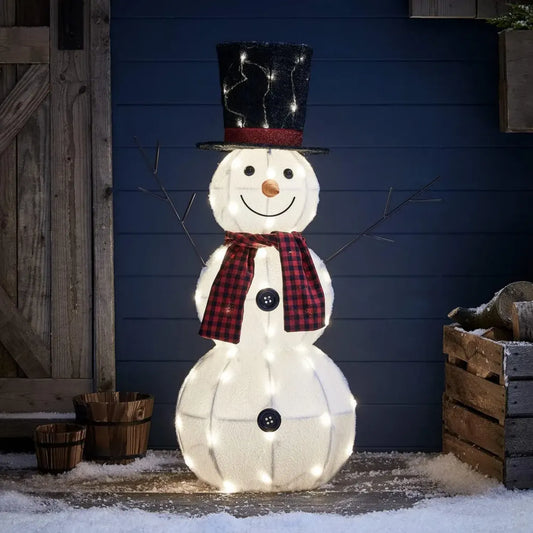 Decorazione Natalizia da Esterno a Forma di Pupazzo di Neve con 50 Luci LED e Timer
