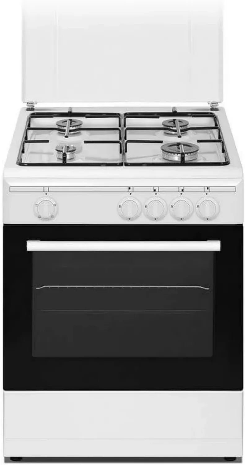 Cucina a Gas Nikkei 4 Fuochi con Forno Elettrico e Grill, 60x58 cm, Bianco