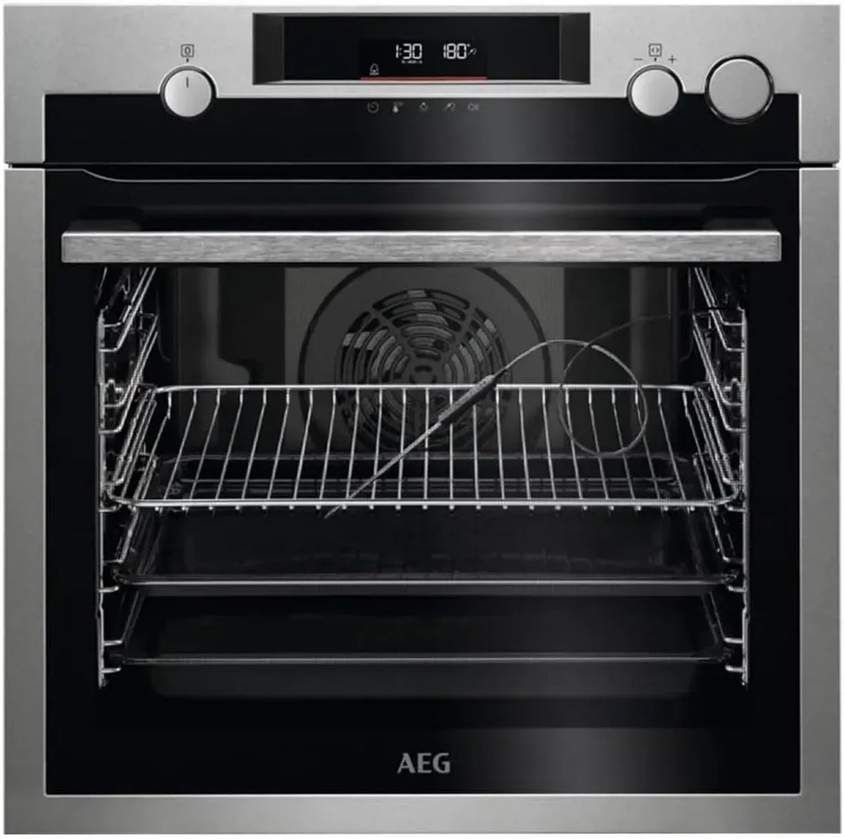 AEG BSE572360M Forno Pirolitico Multifunzione con Vapore e Sonda Termica, Display Touch, 45 Programmi, Chiudi Morbido, Acciaio Inox, Classe A+, 72L