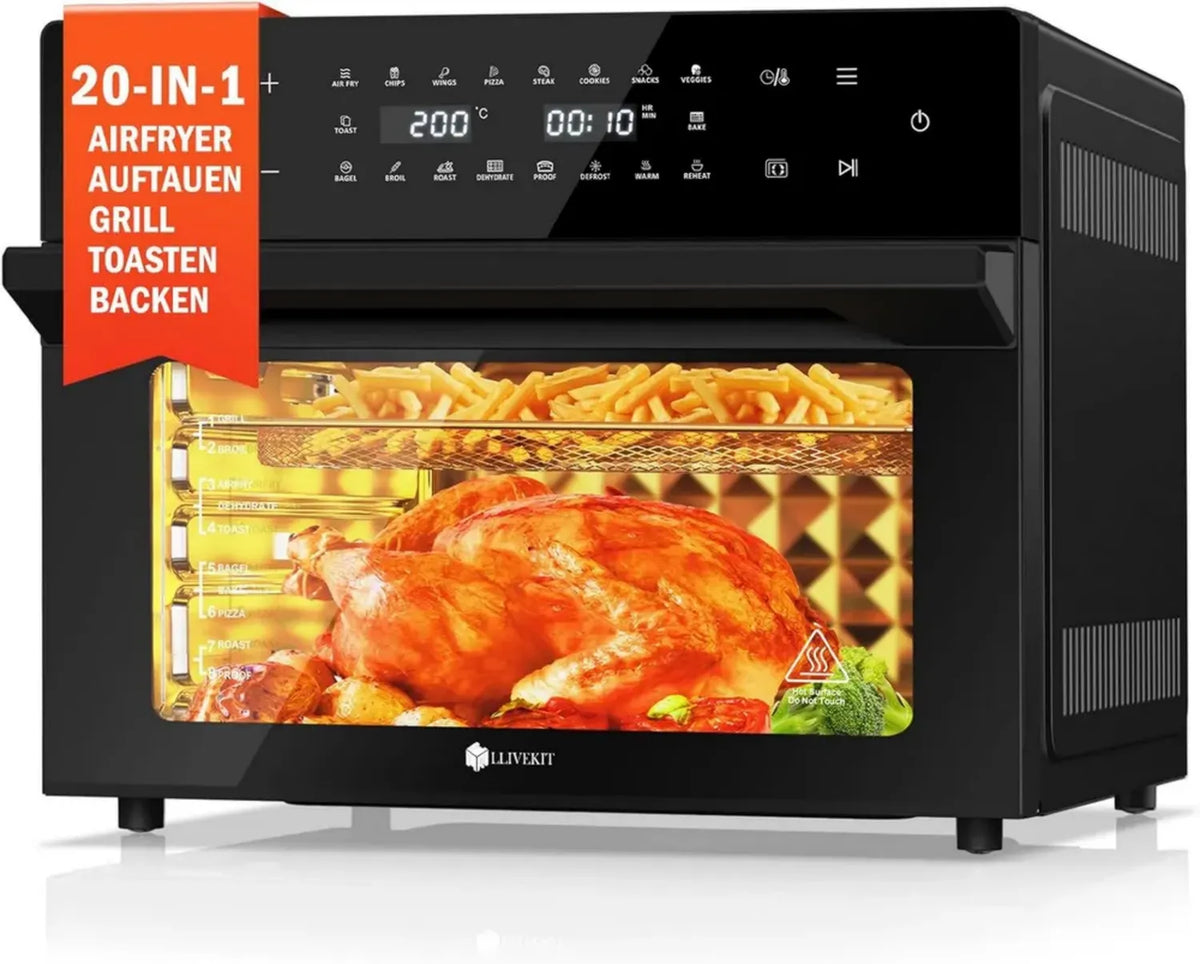 Forno ad Aria Calda XXL con Girarrosto, 30L, 20 Programmi, Friggitrice LED Senza Olio