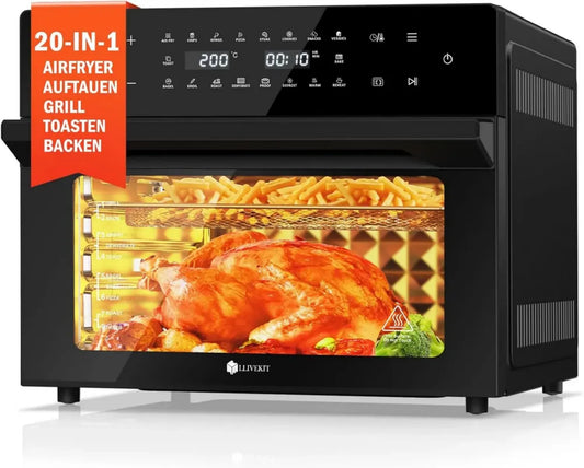 Forno ad Aria Calda XXL con Girarrosto, 30L, 20 Programmi, Friggitrice LED Senza Olio