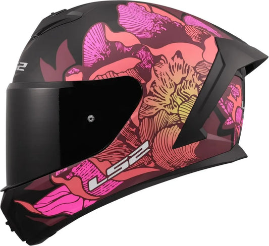 Casco Integrale Moto LS2 RAPID III POPPIES II Nero Rosa Taglia M