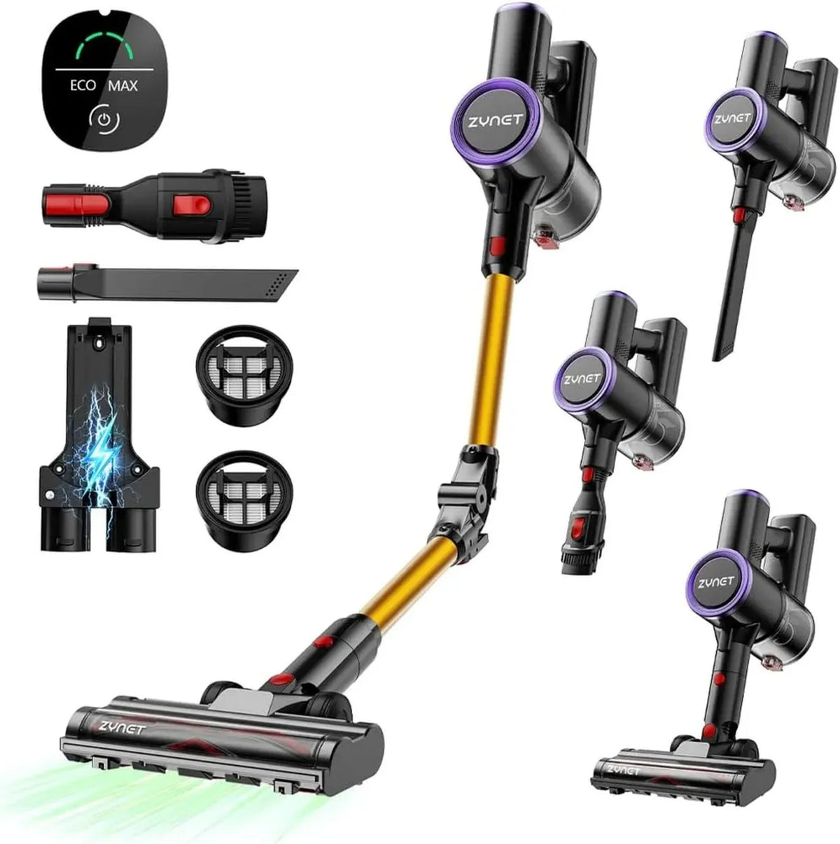 Aspirapolvere Senza Fili S9 45000Pa, Scopa Elettrica Potente con Motore Brushless e Tubo Flessibile, Ideale per Animali, Tappeti e Superfici Dure