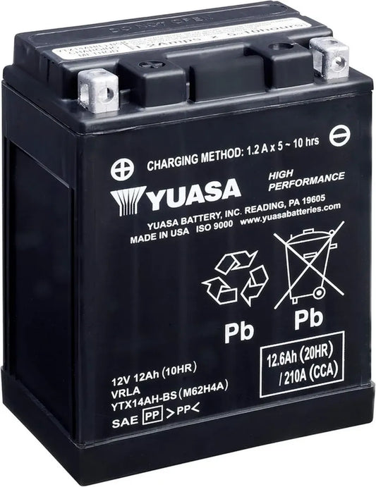 Yuasa YTX14AH Batteria AGM VRLA 12V 210 CCA per Moto ad Alte Prestazioni Senza Manutenzione