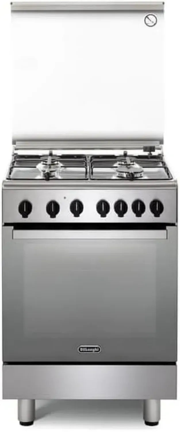 De'Longhi Cucina a Gas 60cm con Forno Multifunzione e 4 Fuochi - Inox, Classe A