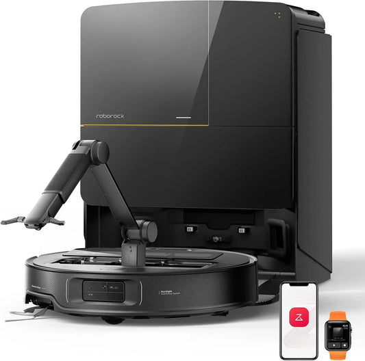 Robot Aspirapolvere Roborock Saros Z70 con Braccio OmniGrip, Ultra Sottile 7,98 cm, Potenza 22.000 Pa, Tecnologia FlexiArm Riser, Telaio AdaptiLift, Stazione Multifunzione 4.0, Nero