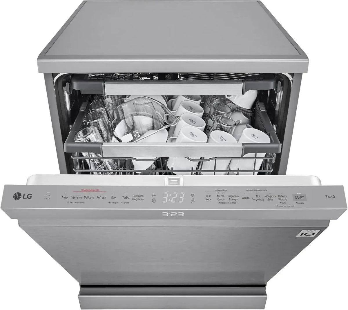 LG Lavastoviglie a Vapore TrueSteam, 14 Coperti, Wi-Fi, Apertura Automatica, Grigia