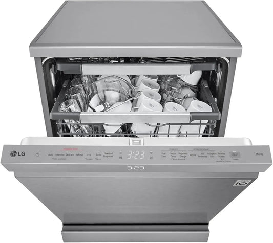 LG Lavastoviglie a Vapore TrueSteam, 14 Coperti, Wi-Fi, Apertura Automatica, Grigia
