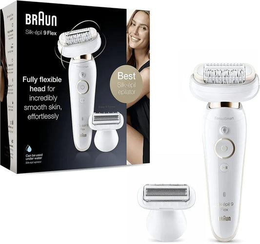 Braun Silk-épil 9 Flex Epilatore Elettrico Donna, Testina Flessibile per Epilazione Wet & Dry, Rasoio Femminile con Testina Radente, Regalo Perfetto per Ogni Occasione