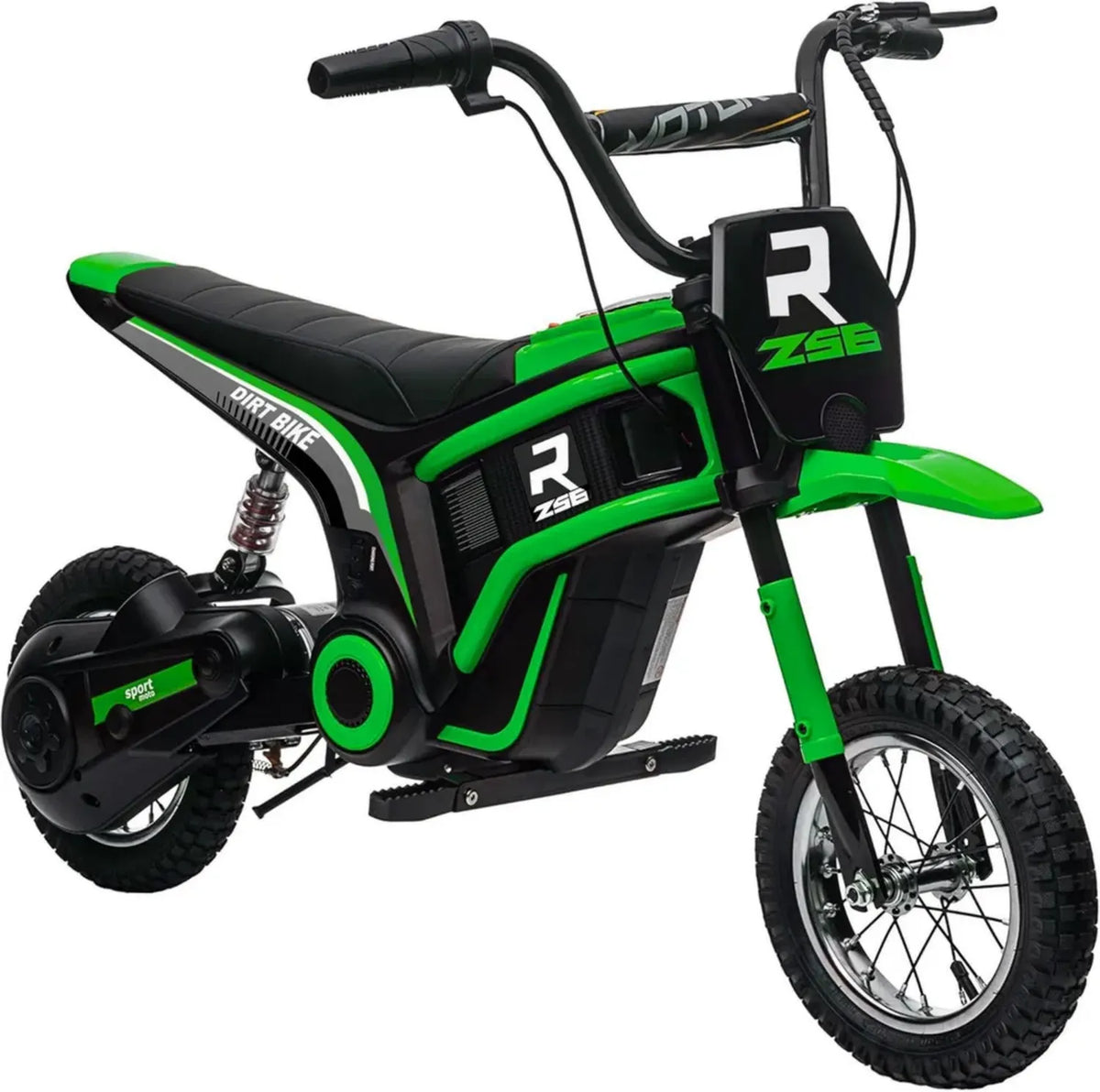 Moto Elettrica per Bambini 24V con Sospensione e Luci, Verde