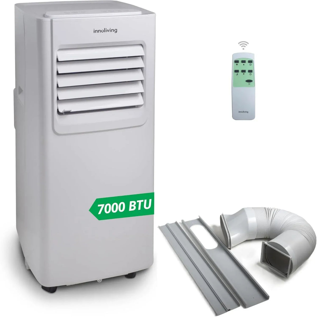 Condizionatore Portatile Innoliving 12000 BTU, Raffreddamento, Ventilazione e Deumidificazione, Timer 24h, Telecomando, Display LED, Gas R290, Fino a 30 mq