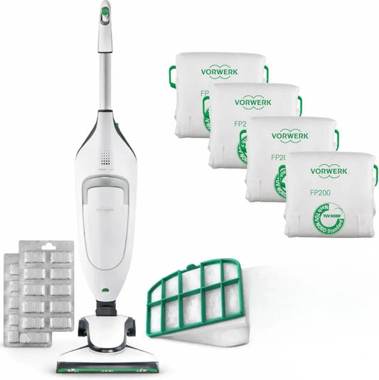Scopa Elettrica Folletto VK220S con Accessori e Sacchetti Originali, 900W, Ideale per Parquet, Tappeti e Piastrelle