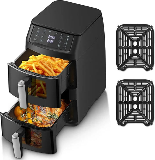 Friggitrice ad Aria Doppia TopStrong 2500W con Finestra, Design Compatto, 6 Funzioni