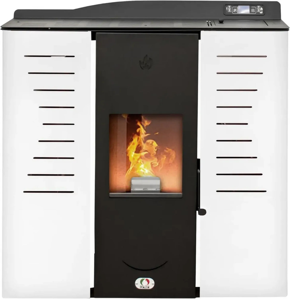 Stufa a Pellet Idro 20KW 5 Stelle - Riscaldamento Efficiente per Casa 130m², Autonomia 16 Ore, Bianco