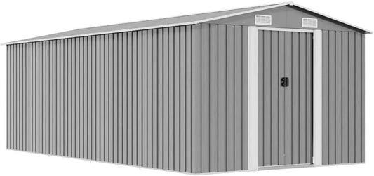 Casetta in Metallo da Giardino 257x497x178 cm Grigia per Attrezzi