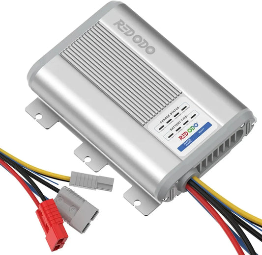 Caricabatterie DC-DC 12V 40A MPPT per Batterie AGM, Gel, SLA, Litio con LED e Connettore Anderson, Ideale per Camper e Furgoni