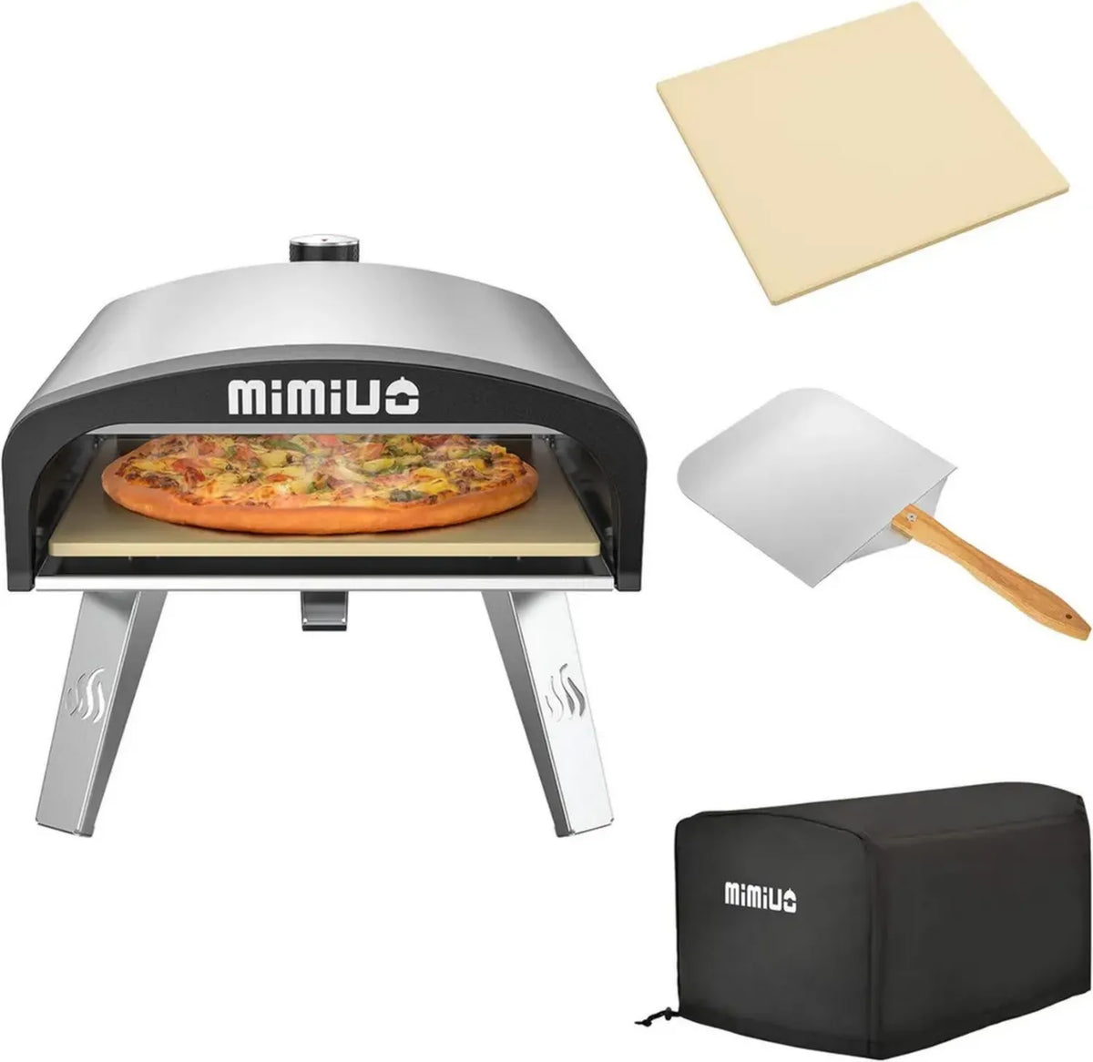 Forno a gas portatile per pizza Mimiuo con pietra e pala pieghevole