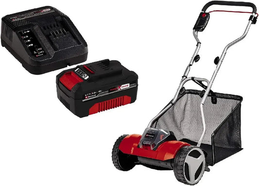 Rasaerba a Batteria Einhell con Kit Power-X-Change, Caricabatterie e Batteria 4000 mAh, Nero e Rosso