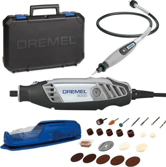 Dremel 3000 Strumento Rotativo Multiuso, 1 Accessorio, 25 Pezzi per Finitura Completa, 130 W, 230 V, Nero/Grigio