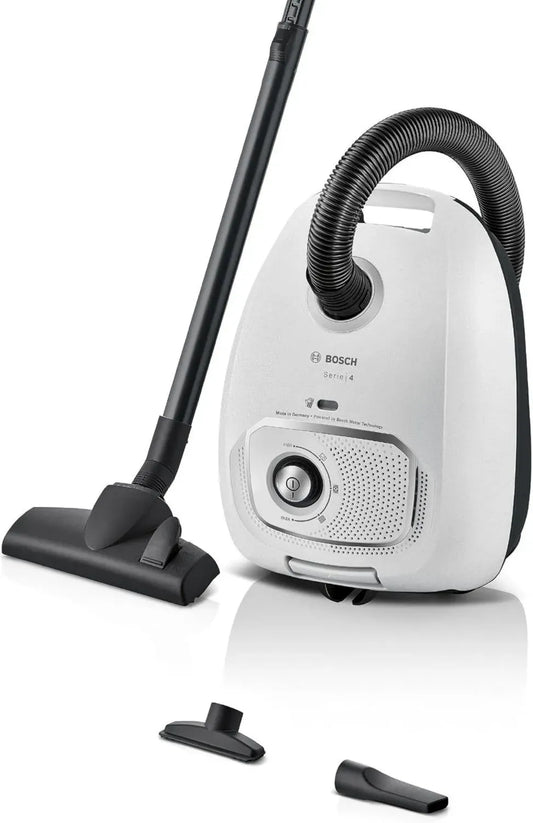 Aspirapolvere a Traino Bosch Serie 4 con Sacco e Accessori Multipli, Bianco