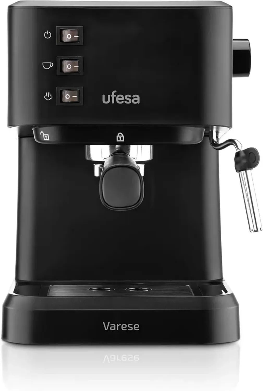 Macchina da Caffè Espresso Ufesa Varese 20 BAR, Caffè Macinato o Cialde, Vaporiera Regolabile, Serbatoio 1.5L, 1050W, Funzione Scaldatazze