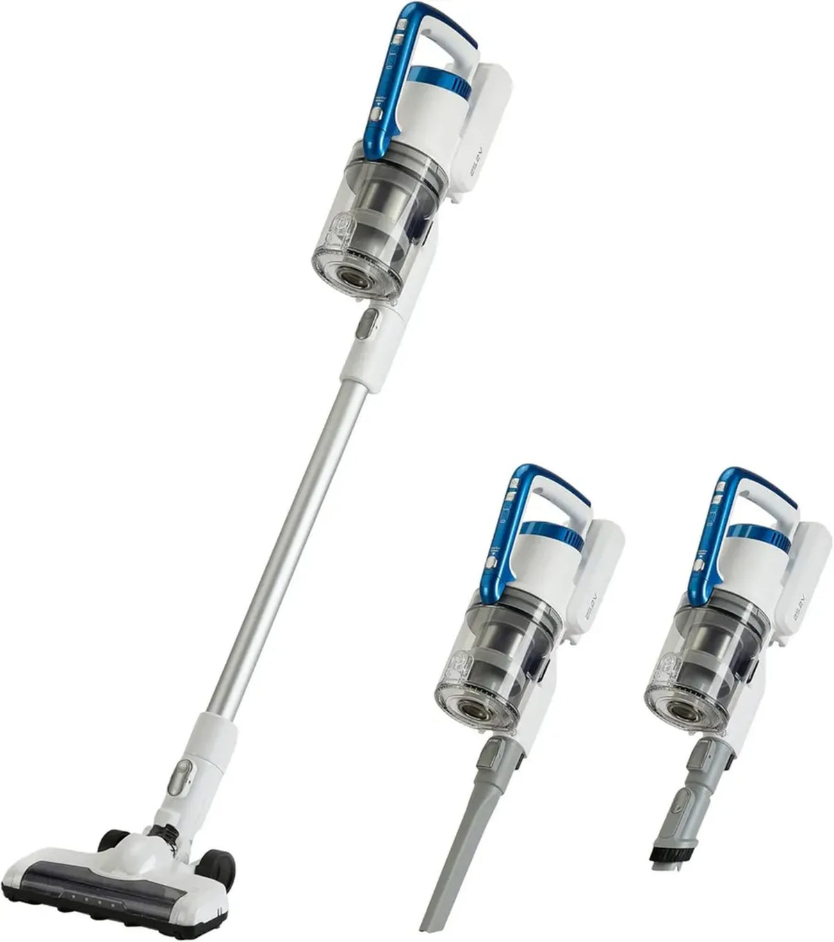 Aspirapolvere Senza Fili 2 in 1 350W con Filtro HEPA, Batteria Ricaricabile, 0.7L, Bianco e Blu