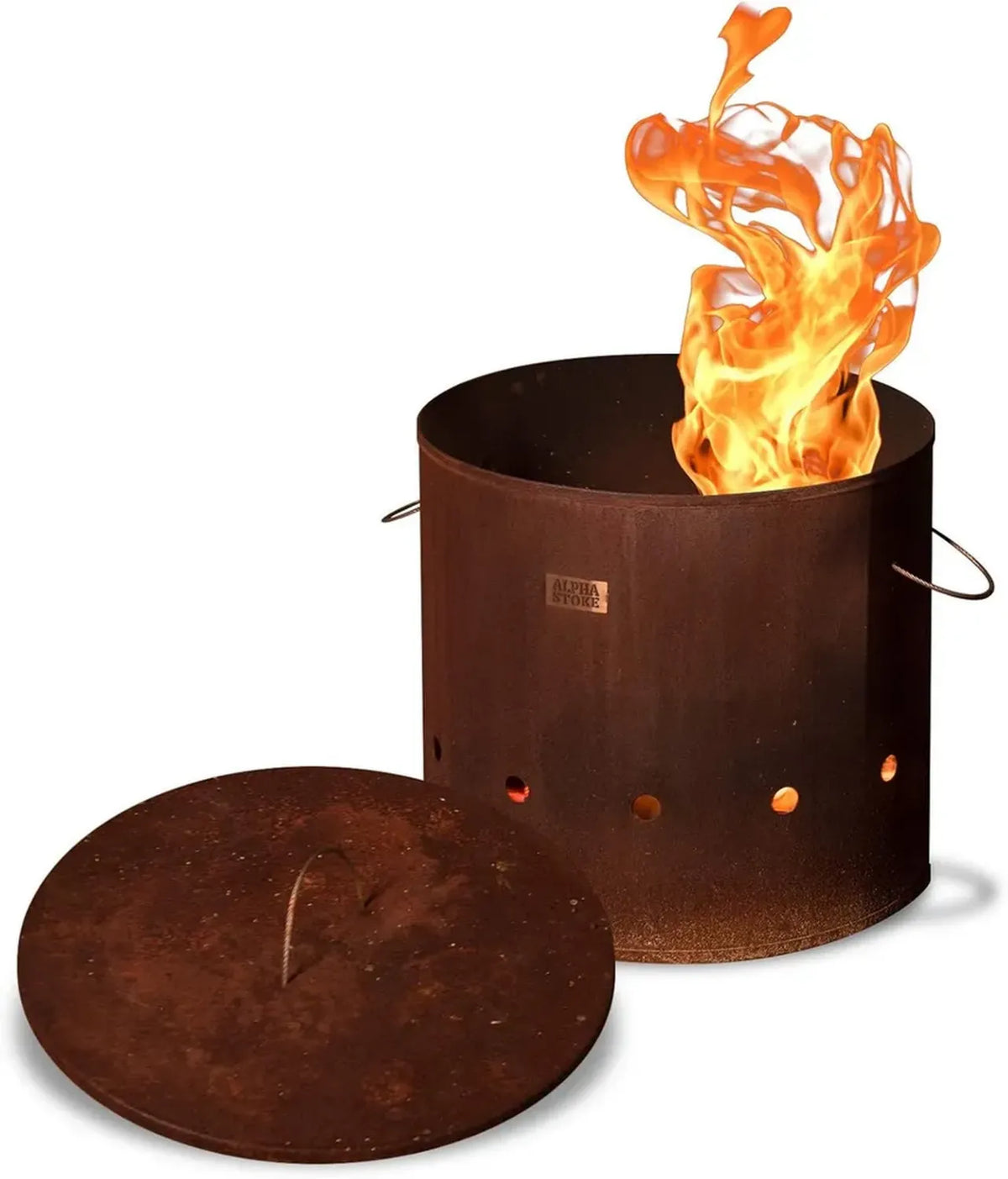 Braciere da Esterno in Acciaio Corten e Inox - Dimensioni L/XL - Perfetto per Giardino, Terrazzo e Balcone