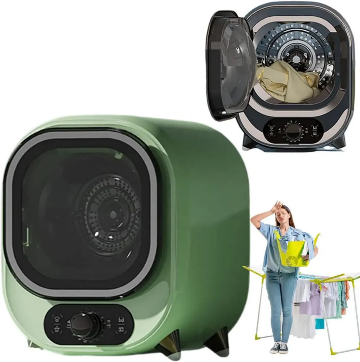 Asciugatrice 450W con Capacità di 18L, Aria Calda e Fredda, Temperatura Regolabile, Silenziosa 35 dB, Vasca in Acciaio Inox, Controllo One-Touch