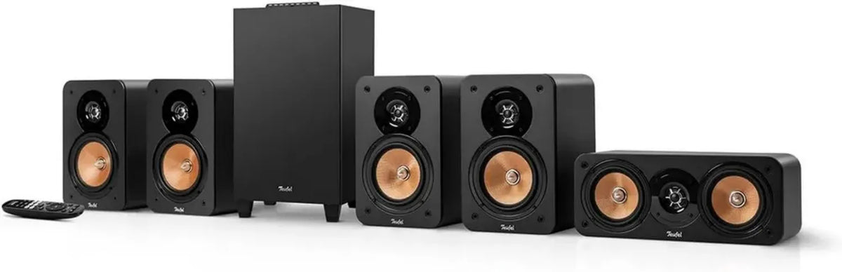 Sistema Surround 5.1 Teufel Ultima 20 con Bluetooth e Ricevitore AV, Dolby Audio, USB-C, HDMI ARC, Nero