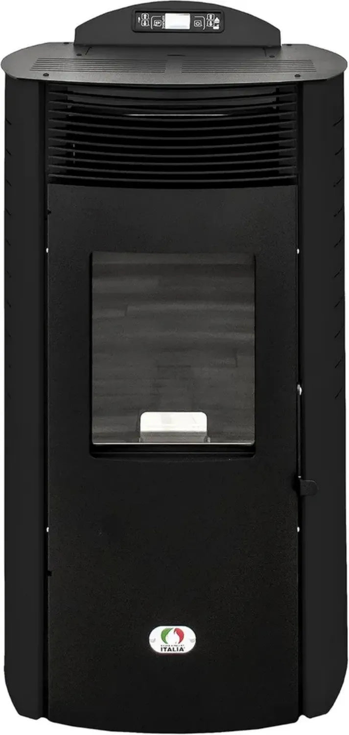 Stufa a Pellet Siberia 15KW - Ventilata, 140m², Efficienza 92%, Nero