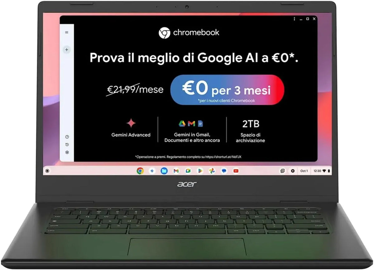 Acer Chromebook 314, 4GB RAM, 128GB eMMC, Display 14' FHD, Intel Celeron N4500, Intel UHD, ChromeOS, Nero