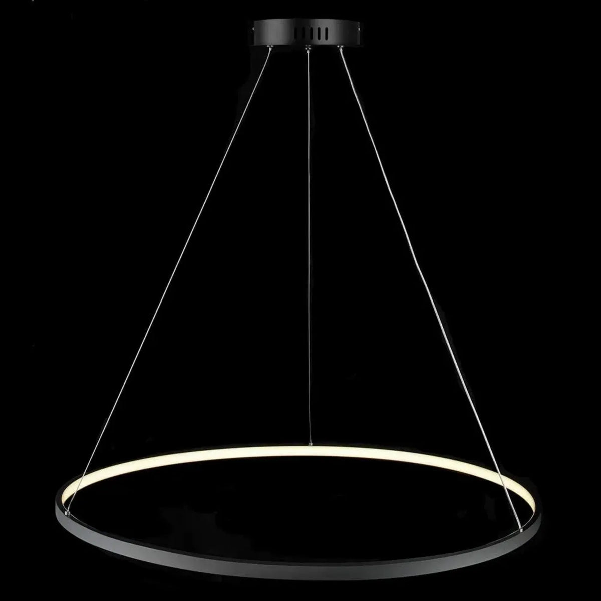 Lampadario a LED in Metallo e Acrilico Regolabile per Interni, Design Moderno, Luce a Tricolore, Nero, 80cm