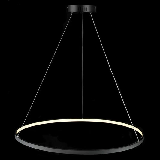 Lampadario a LED in Metallo e Acrilico Regolabile per Interni, Design Moderno, Luce a Tricolore, Nero, 80cm
