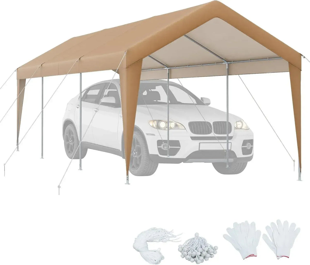 COSTWAY Tenda Garage Impermeabile per Auto in Metallo, Gazebo per Esterno 301 x 600 x 285 cm