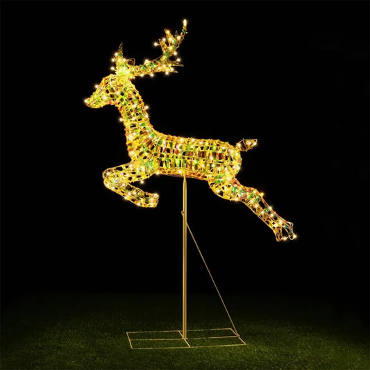 Decorazione Natalizia Renna 3D con Luci LED Bianco Caldo per Esterni, Protezione IP44