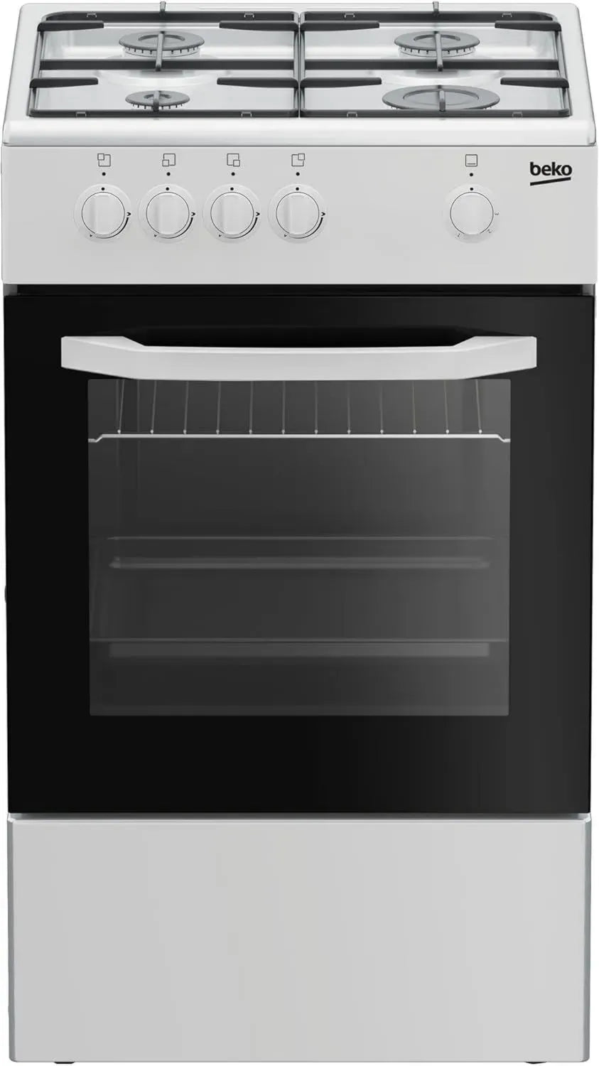 Beko Cucina a Gas 50x50 cm, Forno e Piano Cottura con 4 Bruciatori, Classe A, Bianco
