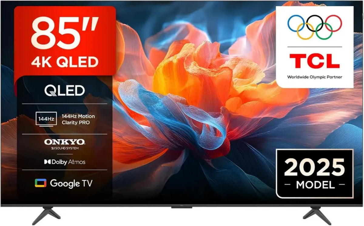 Smart TV QLED 4K UHD 85'' TCL con Dolby Vision e Atmos, 144Hz, FreeSync e audio Onkyo