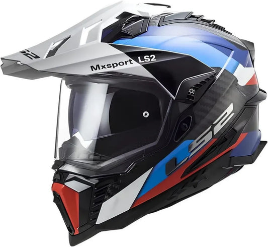 LS2 Casco da Moto Cross Explorer Carbon Frontier Nero Blu XS