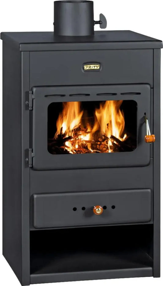 Caminetto a Legna 9kW in Acciaio Nero, Conforme BImSchV Livello 2