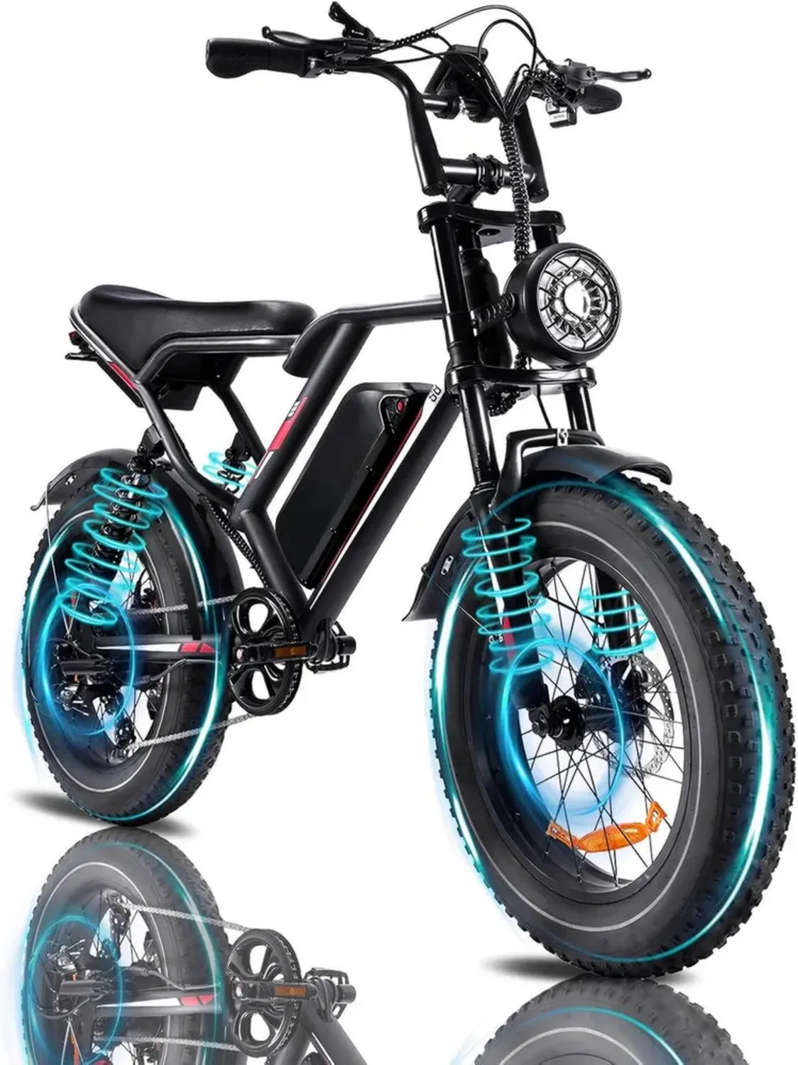 Bici Elettrica Adulti, 20' Fat Tire, 48V Rimovibile, Mountain e Strada