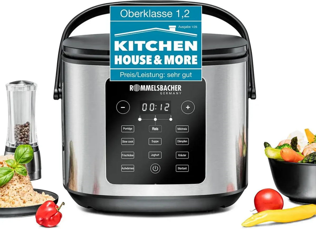 Cuociriso Multifunzionale ROMMELSBACHER 3,5L, 12 Programmi, Riscaldamento 3D, Rivestimento Ceramico, Senza PFAS