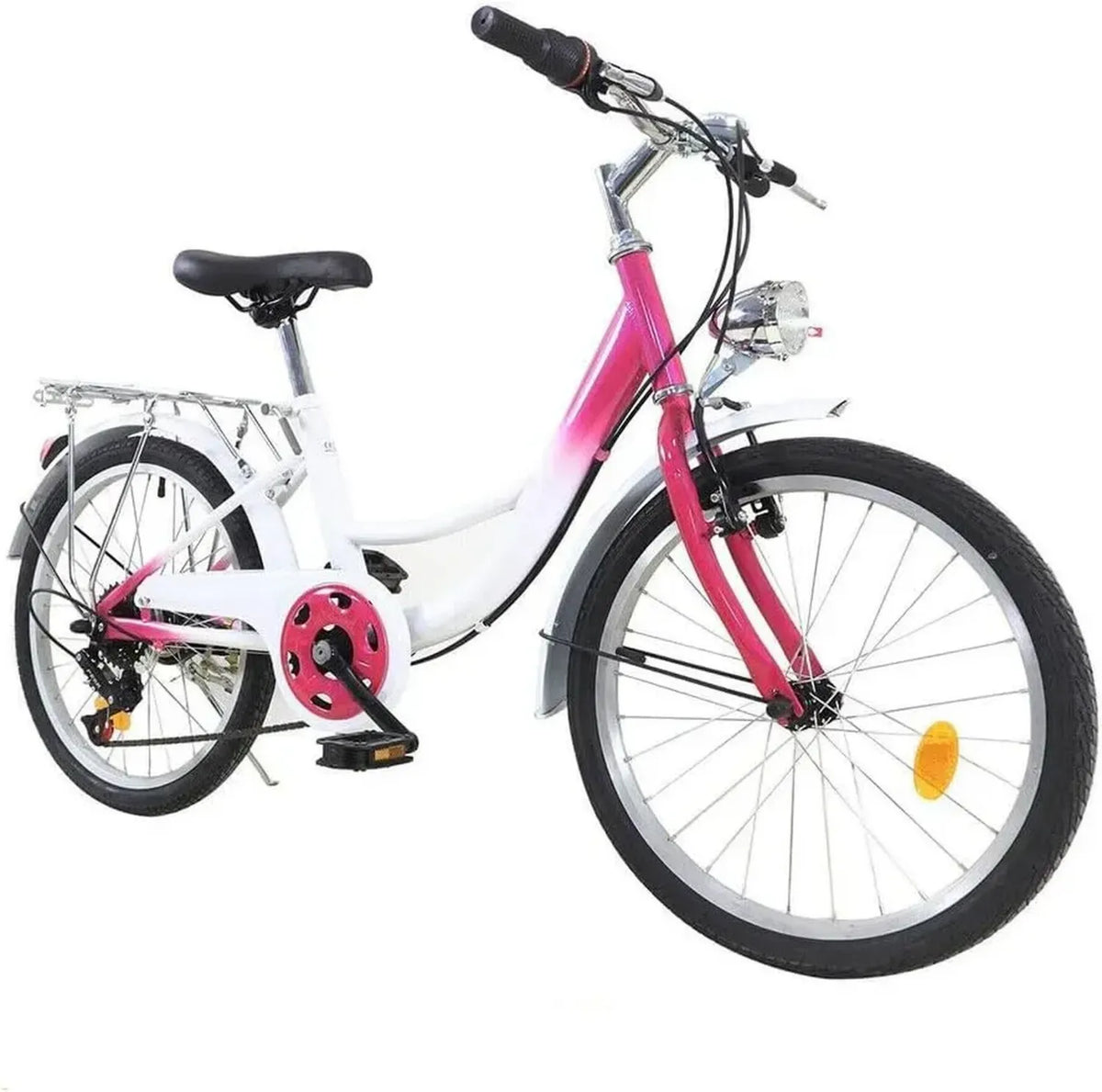 Bicicletta per Bambina 20 Pollici Rosa, 6 Marce, Telaio in Acciaio, Freni Doppi, Altezza Regolabile