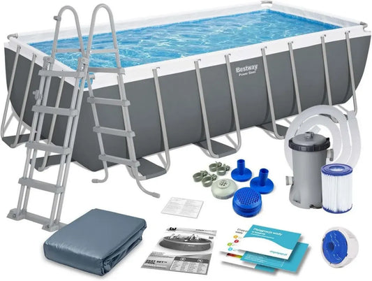 Piscina Fuori Terra Power Steel Rettangolare 488x244x122 cm con Telaio Resistente